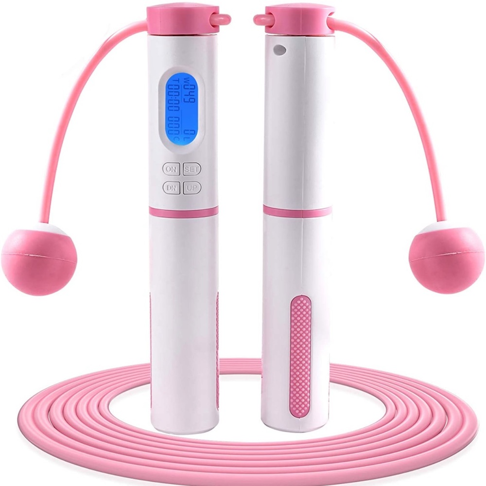 Digital Jump Rope with Calorie Counter, Adjustable  (Pink)